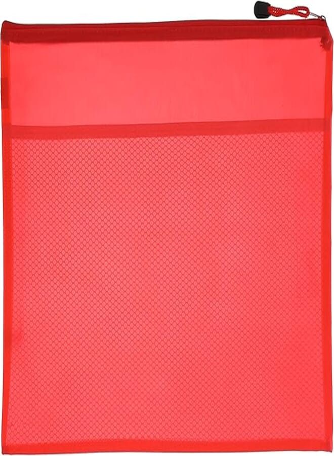 Fabric file with zipper, b4 - red